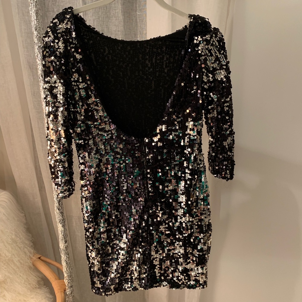Backless sequin mini dress